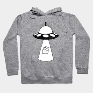 UFO Abducting Scared Ghost - Pen on Paper Hoodie